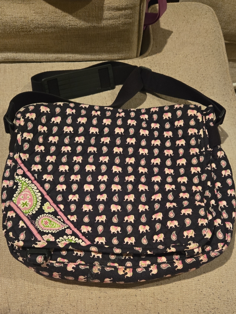 Vera Bradley Pink Elephants Messenger Bag